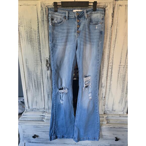EUC Kancan Distressed Mid-Rise Flare Jeans - 29 Petite - Picture 5 of 7